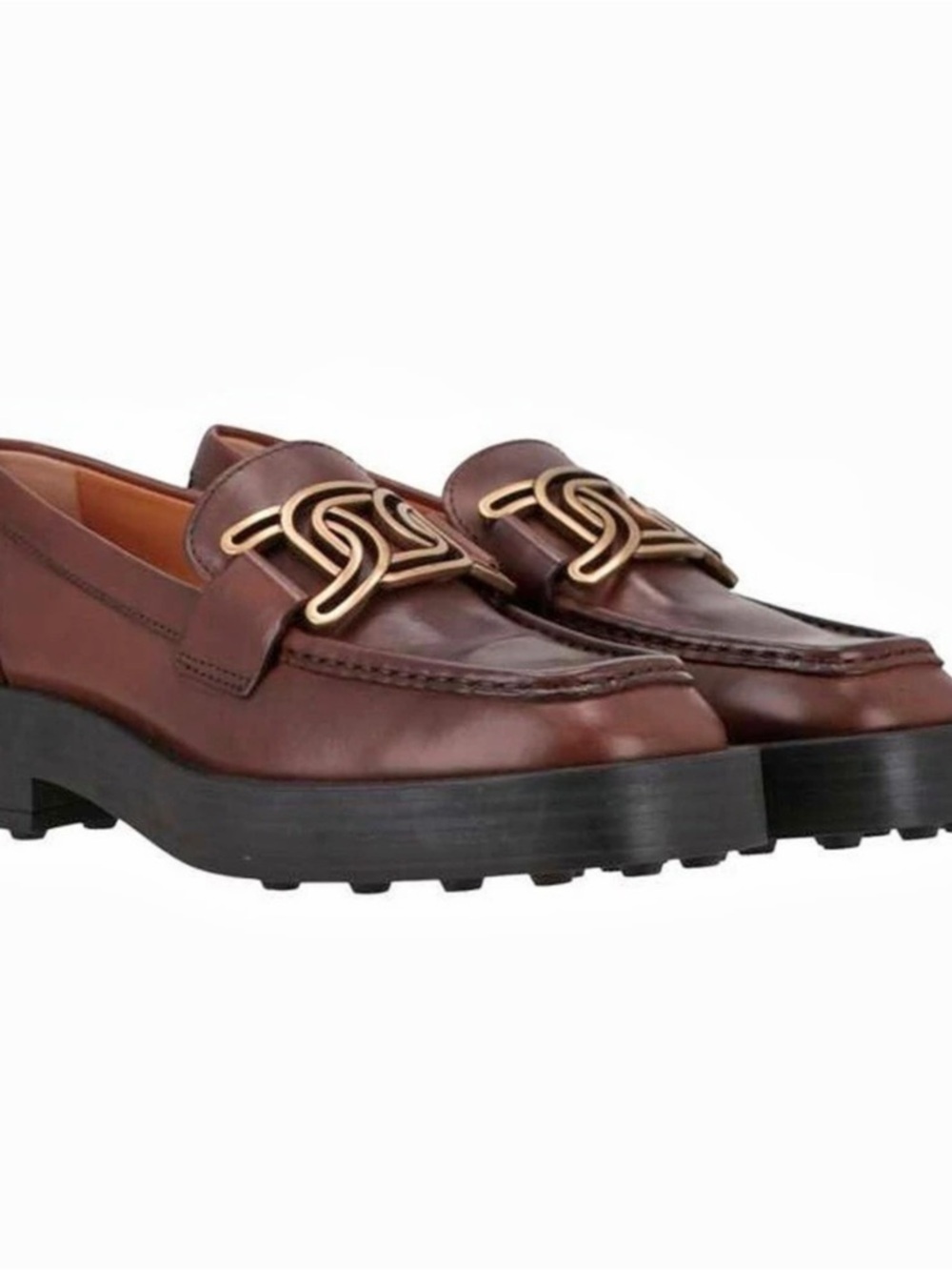 Tod's Gomma 37K Pantelleria Metal Tri Leather Loafers Brown EU 37 NWT